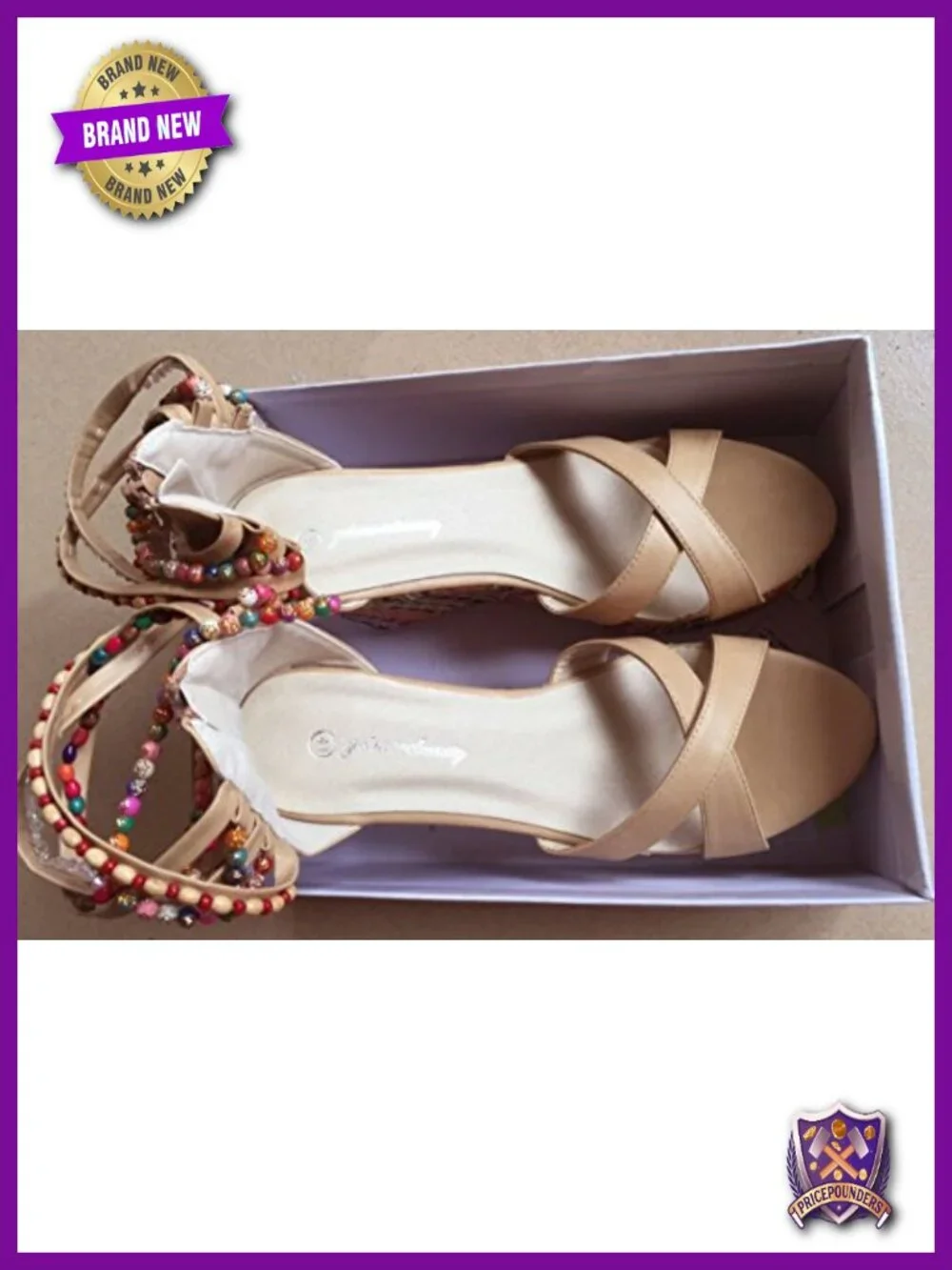 Wedge Sandals With Pearls Across The Top Platform High Heels